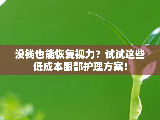 没钱也能恢复视力?试试这些低成本眼部护理方案! 没钱也能恢复视力?试试这些低成本眼部护理方案!