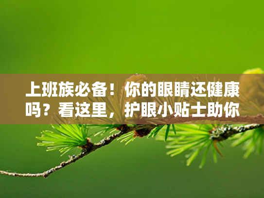 上班族必备!你的眼睛还健康吗?看这里,护眼小贴士助你远离视疲劳 上班族必备!你的眼睛还健康吗?看这里,护眼小贴士助你远离视疲劳