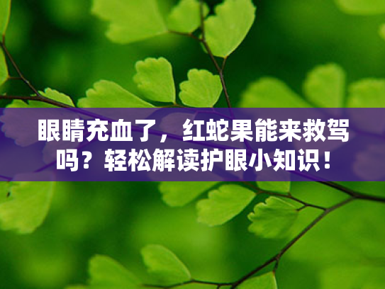 眼睛充血了,红蛇果能来救驾吗?轻松解读护眼小知识! 眼睛充血了,红蛇果能来救驾吗?轻松解读护眼小知识!